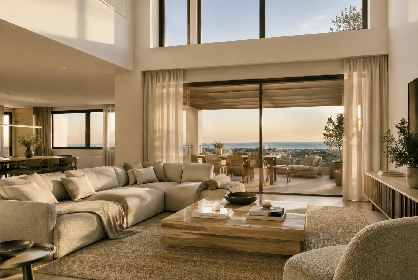 Top-floor living room opening to the terrace