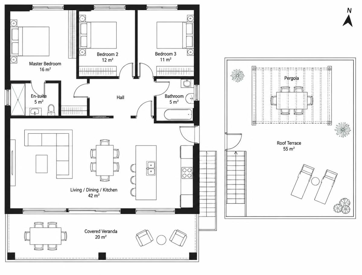Indicative floor plan (demo — villa plans supplied per project)